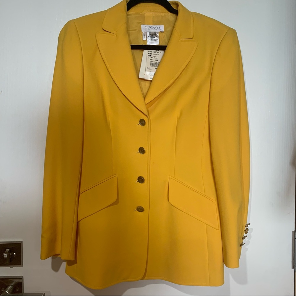Y2K ESCADA NWT 38 Yellow Tailored Lined Blazer w Notched Lapels & ESCADA Buttons